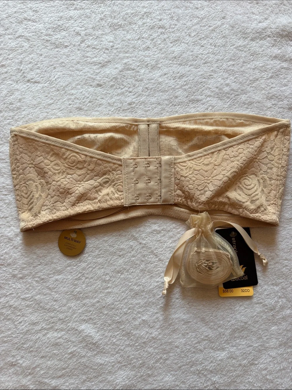NWT Wacoal Halo Lace Strapless Convertible Bra 854205 in Beige, Women's 32DD
